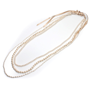 3Layer champagne color pearl necklace
